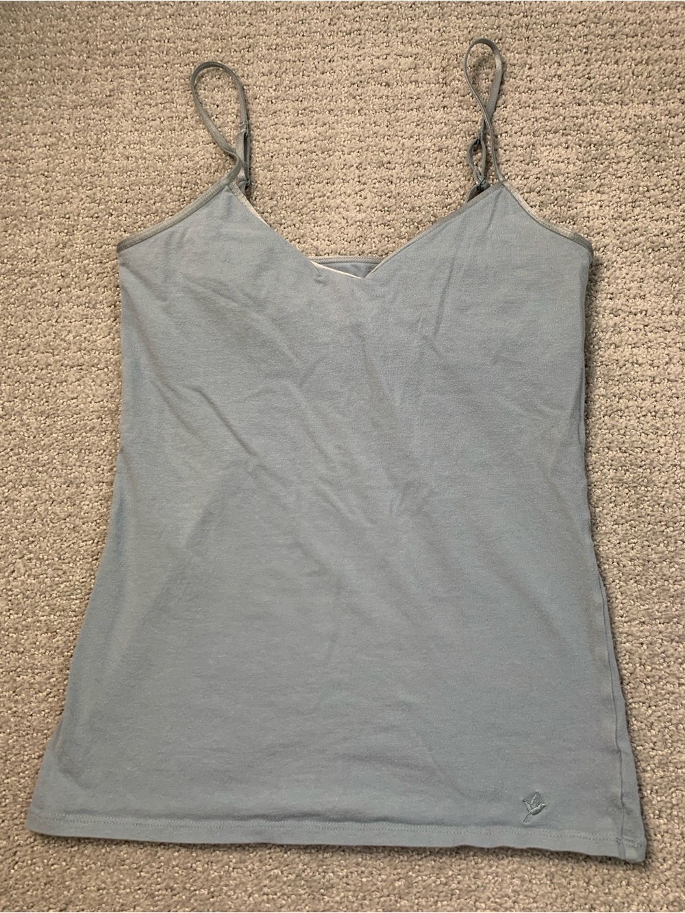 Aerie 2000s Y2K Light Blue Tank Top Shelf Bra Size Medium